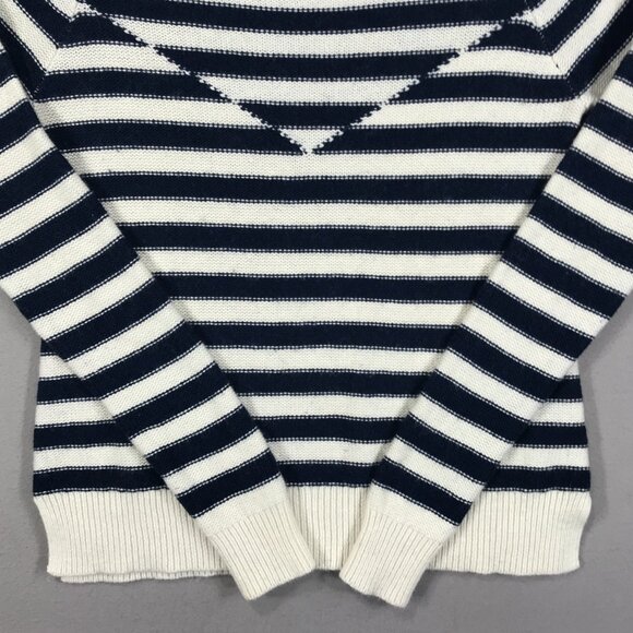 American Eagle Sweater Womens Medium Blue White Striped Pullover Knit Round Slit - Picture 6 of 12